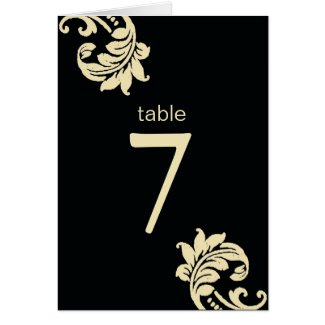 Black Damask Table Seating Cards card
