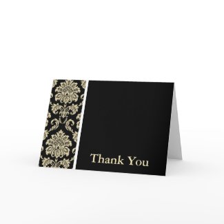 Black Damask Thank You Card card