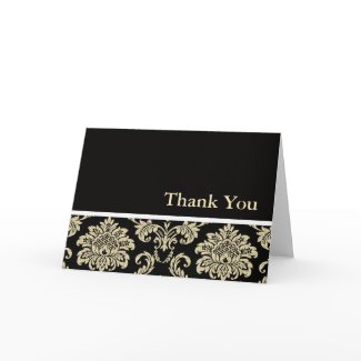 Black Damask Thank You Card card
