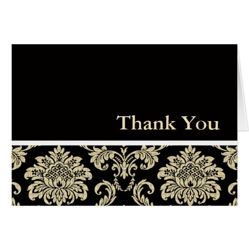 Black Damask Thank You Card