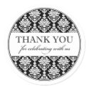 Black Damask Thank You stickers by Plush_Paper Black Damask Thank You stickers