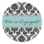 Black Damask & Tiffany Blue Envelope Seal Sticker