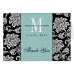Black Damask Tiffany Monogram Wedding Thank You Greeting Cards