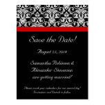 Black Damask w/Red Accent Save the Date Post Cards