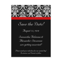 Black Damask w/Red Accent Save the Date Post Cards