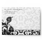 Black Damask Wedding Envelopes Black Inside envelope