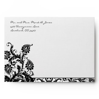 Black Damask Wedding Envelopes Black Inside envelope