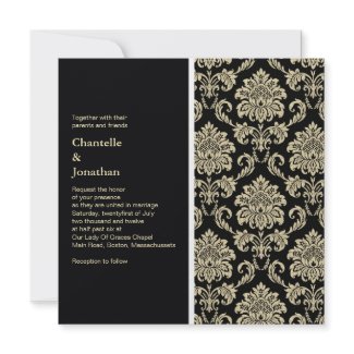 Black Damask Wedding Invitation invitation