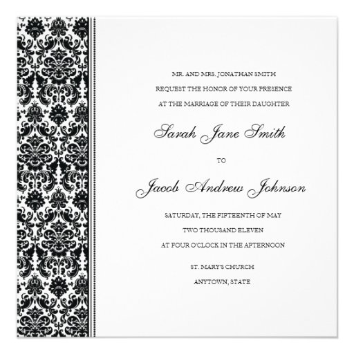 Black Damask Wedding Invitation- Customize it!