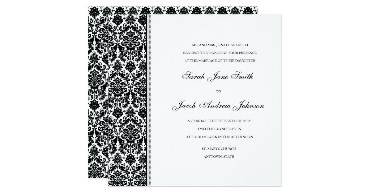 Black Damask Wedding Invitation- Customize it! Card | Zazzle