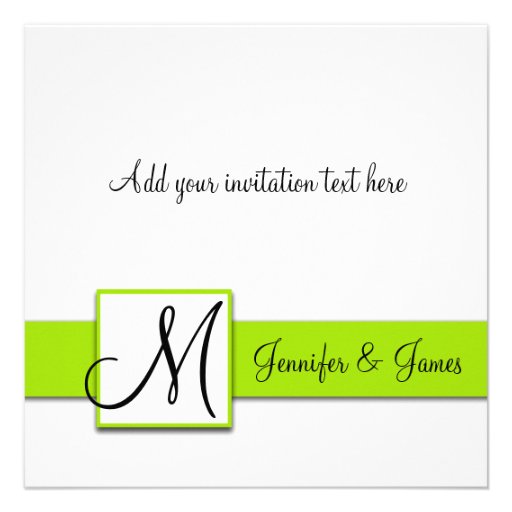 Black Damask Wedding Invitation | Lime Green