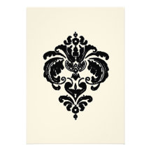 Black Damask Wedding Invitations