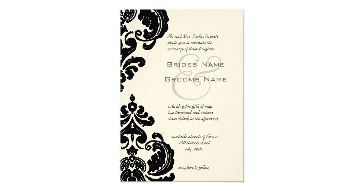 Black Damask Wedding Invitations Zazzle