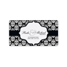 Black Damask - Wedding labels