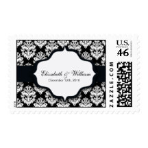 Black Damask Wedding Postage