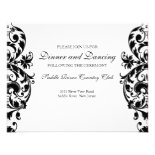 Black Damask Wedding Reception Invitation Card