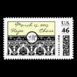 Black Damask Wedding Stamp
