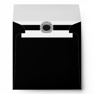 Black Damask White Diamond Damask Envelope envelope