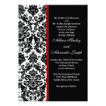 Black Damask with red accent Wedding Invitation
