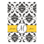 Black Damask Yellow Wedding 5 x 7 Invitation