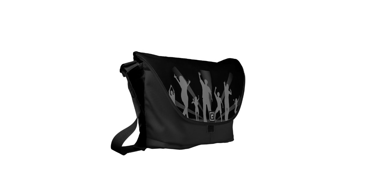 Black dancing printed Designer Messenger Bag Zazzle