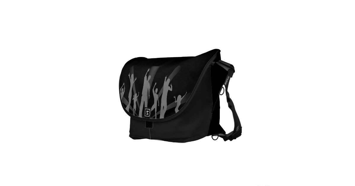 Black dancing printed Designer Messenger Bag Zazzle
