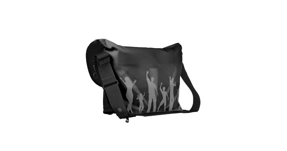 Black dancing printed Designer Messenger Bag Zazzle