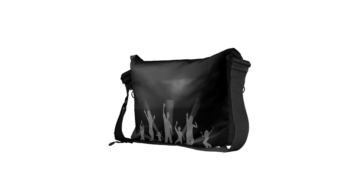 Black dancing printed Designer Messenger Bag Zazzle