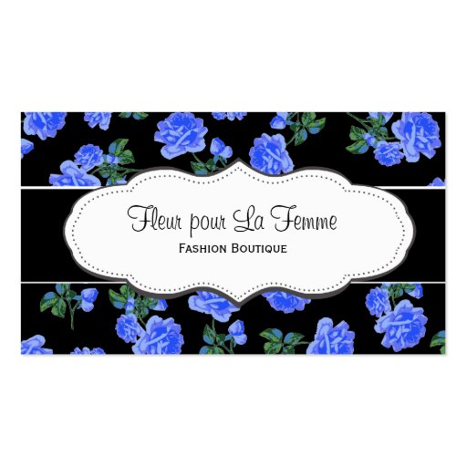 Black & Dark Blue Flower Pattern Business Cards