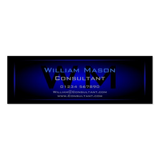 Black & Dark Blue Framed Monogram - Business Card (front side)