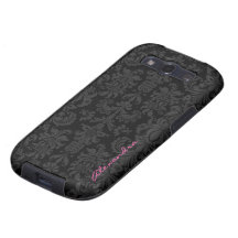 Black & Dark Gray Vintage Floral Damasks Galaxy SIII Cover