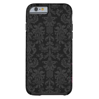 Black & Dark Gray Vintage Floral Damasks Tough iPhone 6 Case