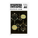 black deco floral postage