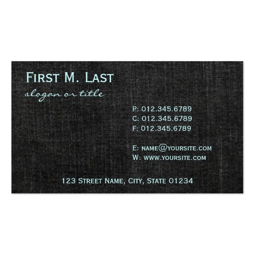 Black Denim Business Card (back side)