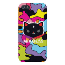 Black Devil Cat Nikolas on iPhone 5 iPhone 5 Cases