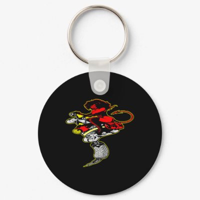 Black Devil Girl Riding Tat Machine Key Chains by WhiteTiger_LLC
