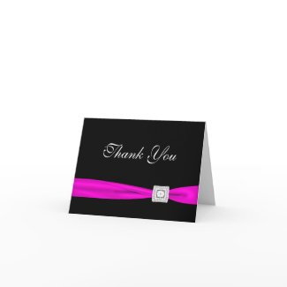 Black Diamond Hot Pink Fuchsia Thank You Cards card