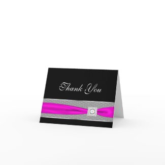 Black Diamond Hot Pink Fuchsia Thank You Cards card