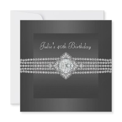 Black Diamond Womans 40th Birthday Party Invite by Pure_Elegance