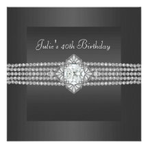 Black Diamond Womans 40th Birthday Party Invite