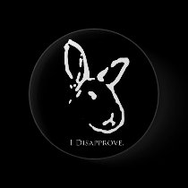 Black Disapproving Rabbits Button buttons