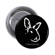 Black Disapproving Rabbits Button