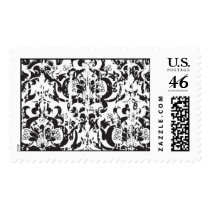 Black distressed Damask postage