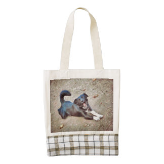 Black dog painting zazzle HEART tote bag