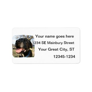 Black Dog Pink Tongue Smiling In Camera Custom Address Labels