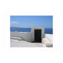 Black door in Santorini posters