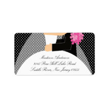 Black Dots Bride & Groom Return Address Label