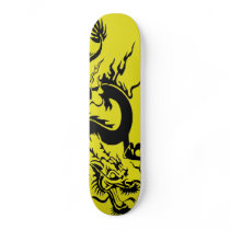 black dragon on yellow skate board deck