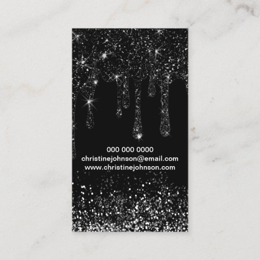 Black Dripping Glitter Business Card Zazzle