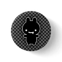 Black Drooling Bunny Button